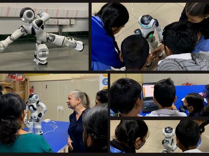 Workshops with the Nao v6 robot at a public school in New Delhi. Source: Dr. Sumita Sharma, New Delhi, Nov 2022. 